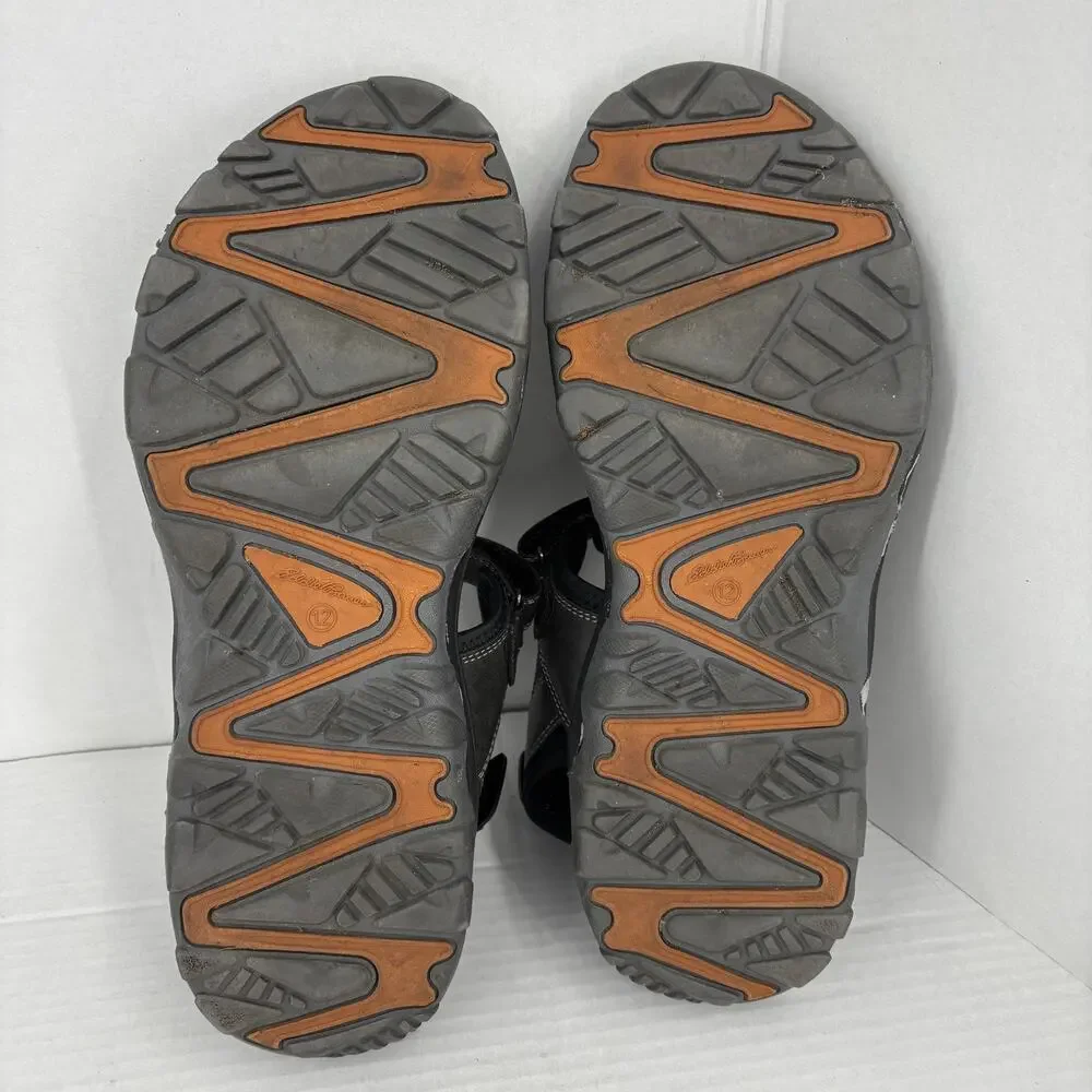 Eddie Bauer Holman Fisherman Sandal Mens Size 12 Black Adjustable Straps Comfort